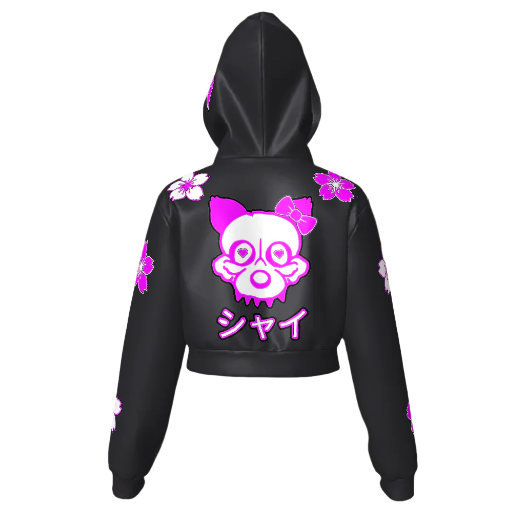 shy gal Zip Up Crop Hoodie