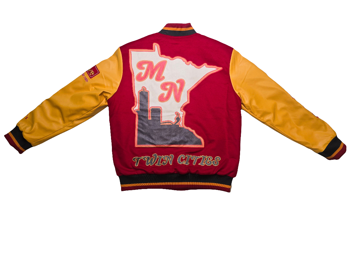 Shy x rebel hippe wear  twin cities varsity jacket
