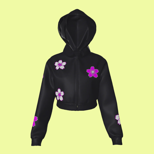 shy gal  Zip Up Crop Hoodie