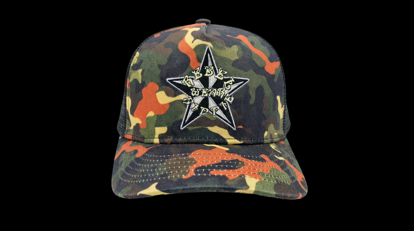 Rebel hippie short bill snapback hat
